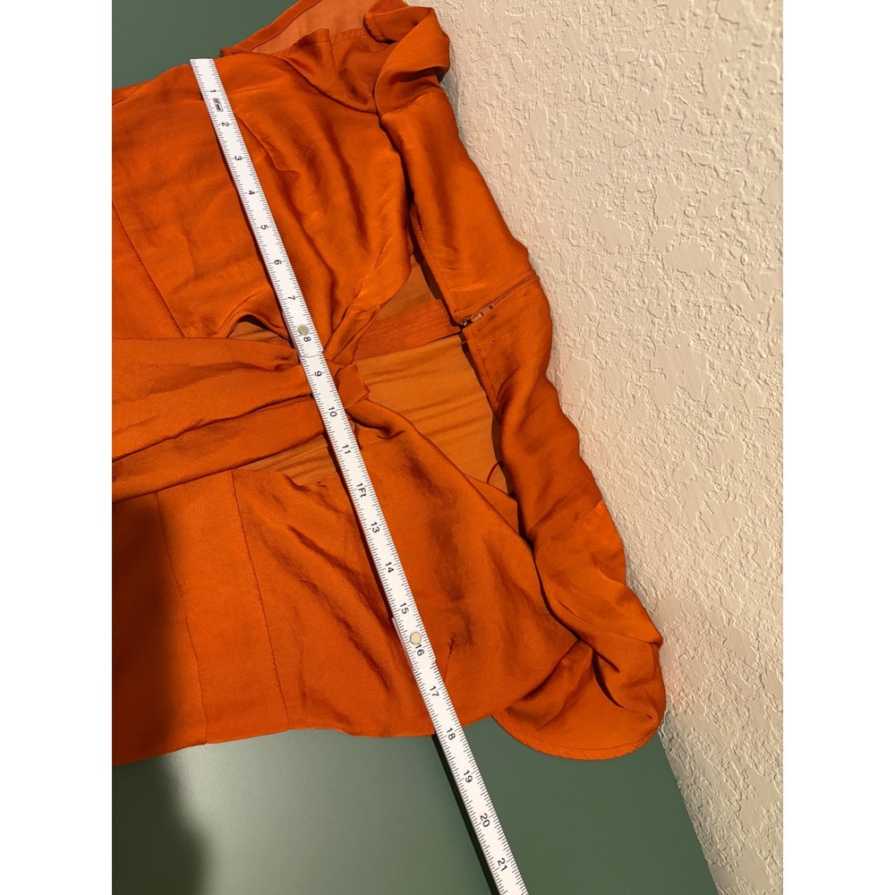 Trixxi Womens Rust Orange Tie Front High Low Midi Dress Short Sleeve Size L - Picture 7 of 8